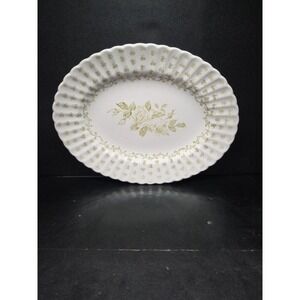 J&G Meakin Ironstone "Chantilly" Green Pattern Oval Serving Platter England